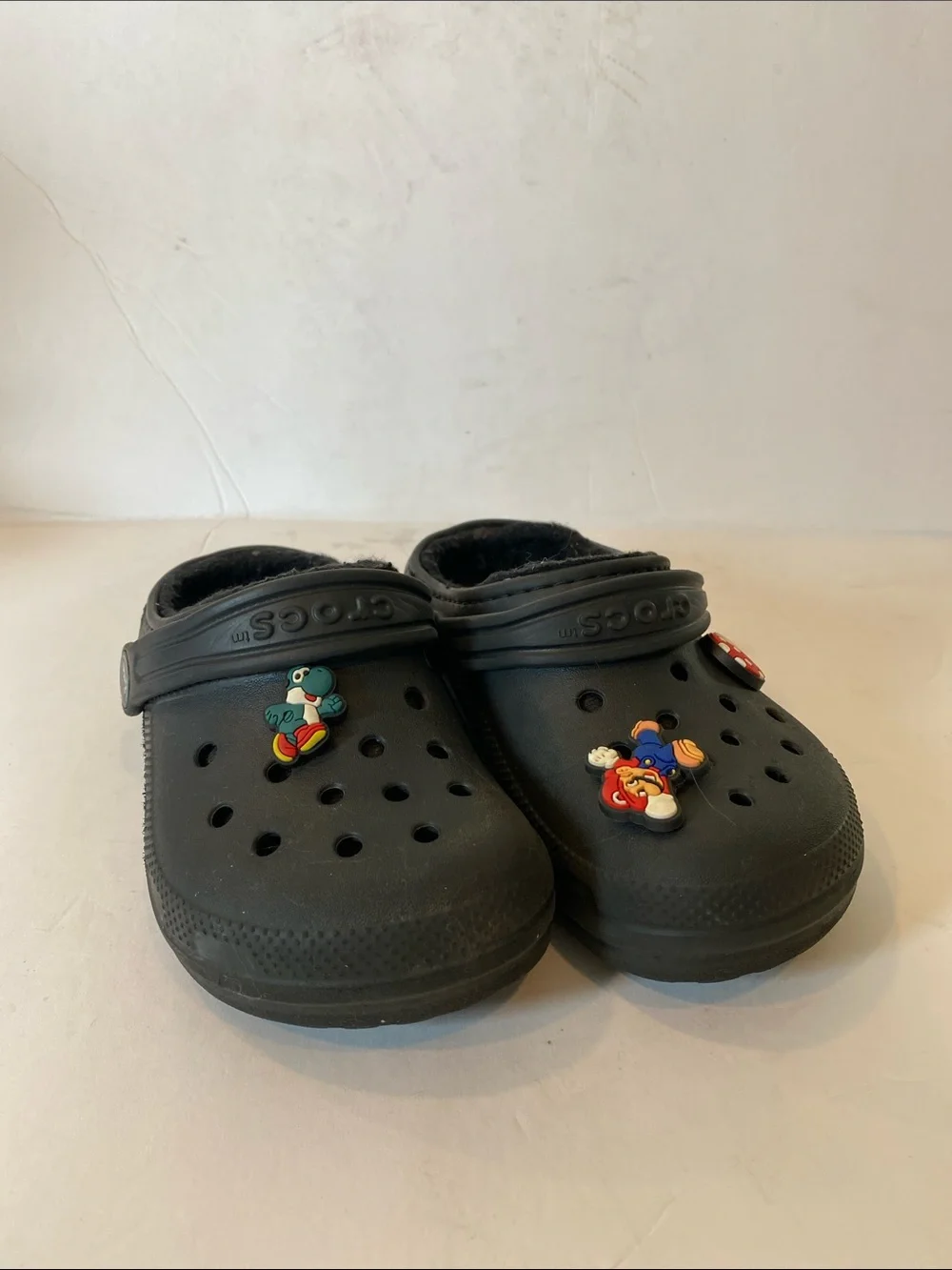 CROCS Kids Black Clogs with Cartoon Charms